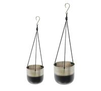 Ivyline Oscar Two Tone Metal Hanging Planter Set of 2 - Silver