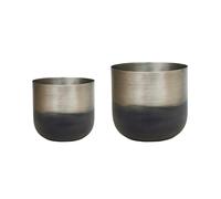 Ivyline Oscar Two Tone Metal Planter Set of 2 - Silver