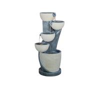 Ivyline Outdoor Cascading Bowl Water Feature - Cement - L37 X W47 X H84 Cm - Grey/white