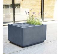 Outdoor Contemporary LED Cube Waterfeature with Planter Cement H42.5Cm W71Cm