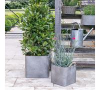 Outdoor Galvanised Rope Handle Square Planter Set of Two Ivyline Metallic Silver One Size