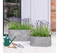 Outdoor Galvanised Rope Handle Trough Set of Two Ivyline Silver One Size