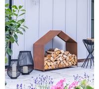 Ivyline Outdoor House Rust Log Storage H88cm D100cm in Light Brown Ivyline Light Brown