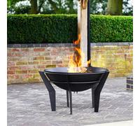 Ivyline Outdoor Metal Kendal Fire Pit on Stand in Black H44.5Cm W77Cm in Silver Ivyline Silver