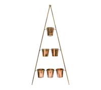 Ivyline Outdoor Vertical Gold Metal Wall Plant Stand with Planters - Large