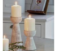 Padstow White Wash Wooden Candle Holders 2 Pack Ivyline White One Size