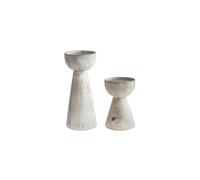 Ivyline Padstow White Wash Wooden Candle Holders 2 Pack