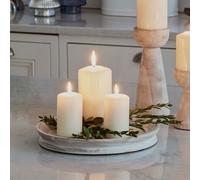 Ivyline Padstow White Wash Wooden Candle Tray D28cm | Matching Lanterns & Candle Holders Available | Made of premium quality wood Ivyline White