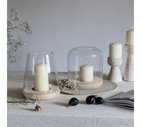 Ivyline Padstow Whitewash Rounded Lantern - H25 cm x 20cm | Matching Candle Holders & Plates Available | Made of premium quality wood | Size: Medium Ivyline Off-White Medium