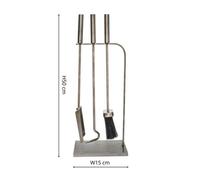 Ivyline Pewter Fireside Companion Set 3 Piece H50Cm