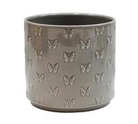 Ivyline Planter, Earthenware, Grey Butterfly, D13.5cm x H12.5cm