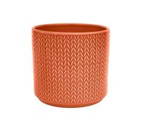 Ivyline Planter in Sienna Ceramic with Chevron Print - Tall Design and Slim Silhouette - Waterproof Indoor Round Flower Pot - H15 x D15 cm