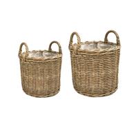 Ivyline Polyrattan Set of Two Lined Planters - Natural