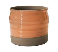 Ivyline Puro Lipped Gloss Ripple Planter in Peach - Waterproof and Premium Stoneware - Stylish Indoor Textured Ceramic Houseplant Pot - H17cm x D16cm