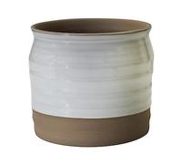 Ivyline Puro Lipped Gloss Ripple Planter in White - Waterproof and Premium Stoneware - Stylish Indoor Textured Ceramic Houseplant Pot - H17cm x D16cm