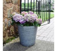 Ivyline Ribbed Galvanised Planter For Rustic Display 37Cm