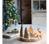Round Advent Forest Tealight Centrepiece Metal Copper H25Cm W33Cm D33Cm Ivyline Copper One Size