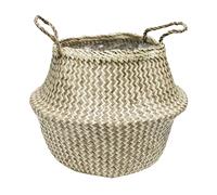 Ivyline Seagrass Chevron Lined Basket - White - 30cm