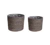 Ivyline Set Of 2 Grey Seagrass Indoor Lined Planters (24350)