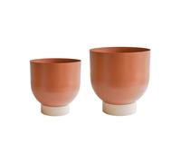 Ivyline Set Of 2 Orange Metal Planters