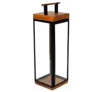 Ivyline Small Black Acacia Wood Tall Lantern Grace -Ivyline