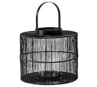Ivyline Portofino Wirework Lantern With Glass Insert H: 22 x W: 26 Cm - Black