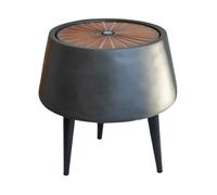 Ivyline Solis Water Feature With Light Display On Black Legs In Charcoal & Aged Copper
