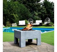 Ivyline Square Fire Pit & Square Console Cement Finish H40Cm W58Cm | Light Weight | On trend design | Premium Quality | 3 Year Warranty in Stone Ivyline Stone