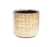 Ivyline Tarah Textured Glaze Planter in Ivory - Durable and Stylish - Decorative Contemporary Indoor Ceramic Houseplant Flower Pot - H15cm x D16cm