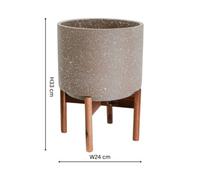Ivyline Valetta Caramel Speckled Planter With Stand H33Cm D24Cm