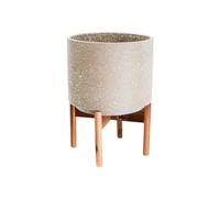 Ivyline Valetta Speckled Planter with Stand - Ivory - Medium