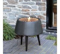 Ivyline Water Feature On Stand With Light Display In Charcoal & Brass (24283)