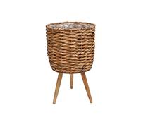 Ivyline Water Hyacinth Lined Basket Planter on Legs - Hand Finished, Stylish & Waterproof - Contemporary Woven Indoor Decor Flower Pot - H45cm x D30cm