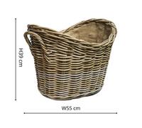 Ivyline Wicker Log Basket Oval Lined H39Cm W55Cm