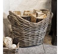 Ivyline Wicker Log Basket Oval Lined H39Cm W55cm in Natural Ivyline Natural