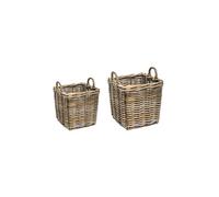 Ivyline Wicker Log Basket Square Set Of 2