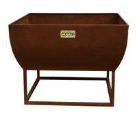 Ivyline Windermere Curved Metal Firebowl in Rust with Stand - UV Stable & Frost Proof Decorative Contemporary Stylish Outdoor Firepit - H36cm x W50cm