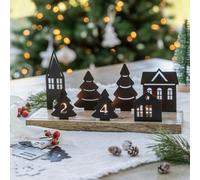 Ivyline Wooden Advent Candle Holder with Metal Accessories