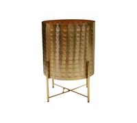 Ivyline Zendaya Gold Embossed Metal Plant Pot with Stand, H25cm x D25cm Ivyline Gold