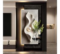 IvyLoutish 3D LED Wall Art, Handcrafted Natural Gravel Texture Abstract Wall Decor with LED Backlight, Vertical Wall Art for Living Room Entryway(D,120x60cm/47.2x23.6in)