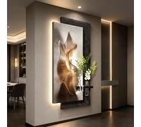 IvyLoutish 3D LED Wall Art, Handcrafted Natural Gravel Texture Abstract Wall Decor with LED Backlight, Vertical Wall Art for Living Room Entryway(C,120x60cm/47.2x23.6in)