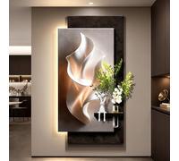 IvyLoutish 3D LED Wall Art, Handcrafted Natural Gravel Texture Abstract Wall Decor with LED Backlight, Vertical Wall Art for Living Room Entryway(A,120x60cm/47.2x23.6in)