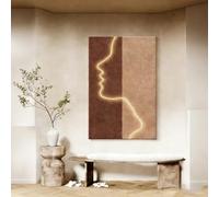 IvyLoutish 3D LED Wall Art, Sandstone Texture Abstract Face Profile Wall Decor with LED Strip Light, Vertical Wall Art for Living Room Bedroom(E,120 * 80cm/47.2 * 31.5in)