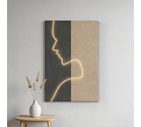 IvyLoutish 3D LED Wall Art, Sandstone Texture Abstract Face Profile Wall Decor with LED Strip Light, Vertical Wall Art for Living Room Bedroom(F,120 * 80cm/47.2 * 31.5in)