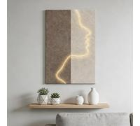 IvyLoutish 3D LED Wall Art, Sandstone Texture Abstract Face Profile Wall Decor with LED Strip Light, Vertical Wall Art for Living Room Bedroom(B,120 * 80cm/47.2 * 31.5in)