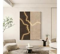 IvyLoutish 3D LED Wall Art, Sandstone Texture Abstract Face Profile Wall Decor with LED Strip Light, Vertical Wall Art for Living Room Bedroom(C,120 * 80cm/47.2 * 31.5in)
