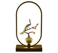 IvyLoutish Bedside Lamp, Oriental Retro Inspired Artisanal Night Light with 3-Step Dimmer, A Styling Accent for Bedroom, Living Room, Tea Table or Home Office Decor Push Button Switch A