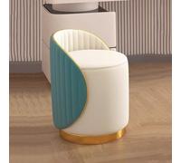 IvyLoutish Dressing Table Chair Swivel Round Stools with Back,Modern Beroom Makeup Stool with Gold Base Leather Padded Cushion,Ottoman Foot Stool (Color : Blue)