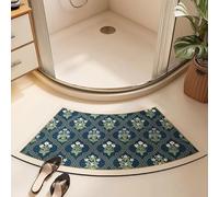 IvyLoutish Floral Curved Shower Mat Super Absorbent Bath Mat, Diatomite Stone Quick Dry Bath Mat, Non-Slip Fast Drying 4 Layer Bathroom Floor Mat Bathmat Rugs for Toilet Door(C,45x100cm)