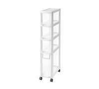 IvyLoutish Large Capacity Slim Bathroom Floor Cabinet - 4 Drawer Cart with Clear Drawers And Casters, Vertical Storage for Bedroom, Laundry, Closets - 20cm(8inch)(Size:3 Tier,Color:Dark Brown)